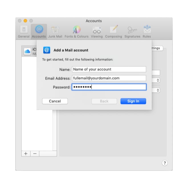 Add a new e-mail account