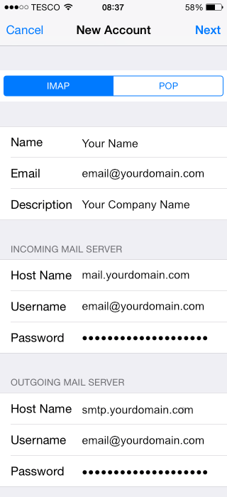 Mail settings