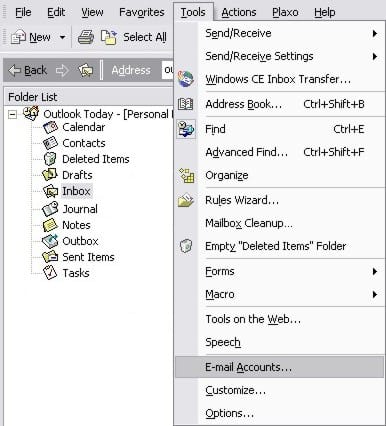 Outlook E-mail Accounts