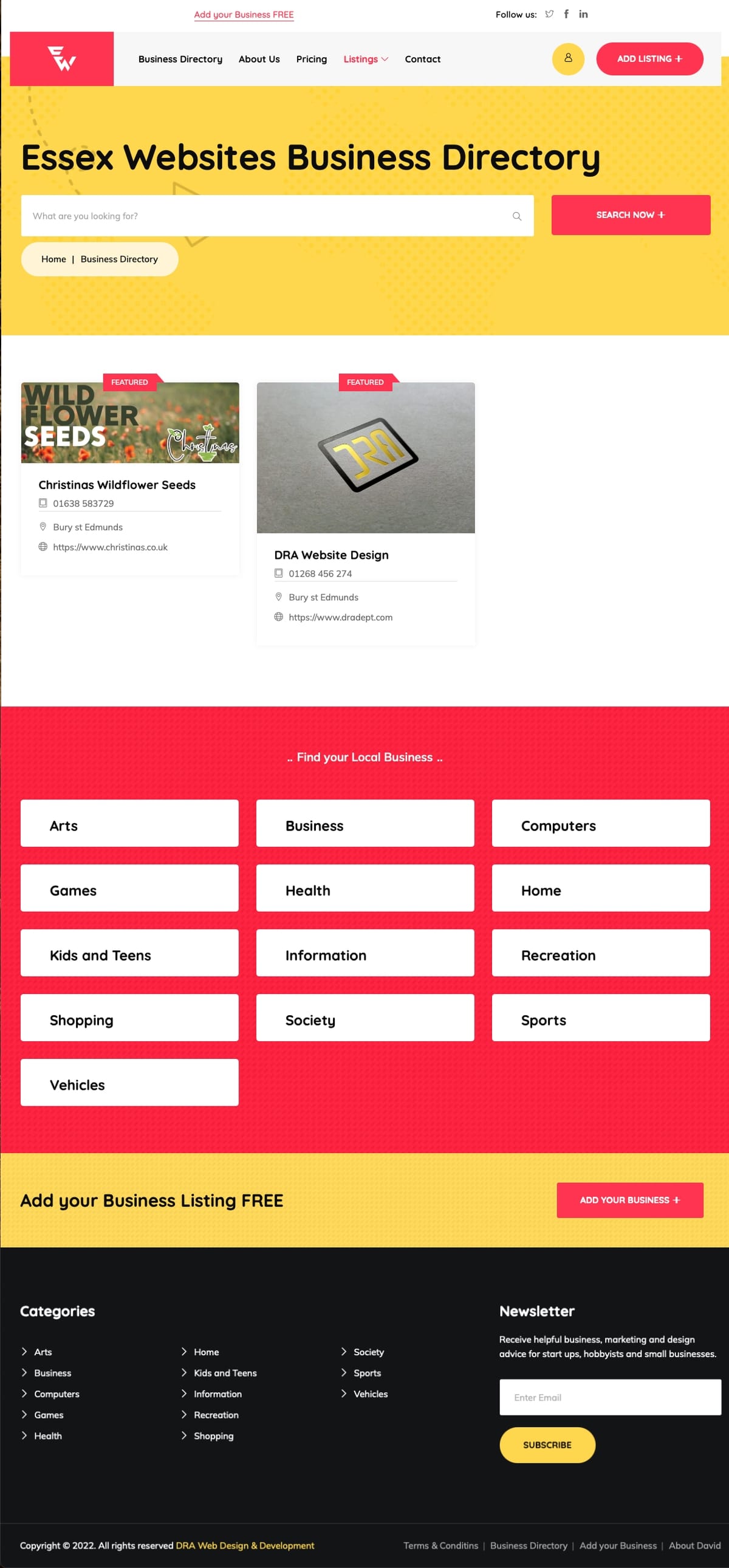 Essex Websites Landing Page Design