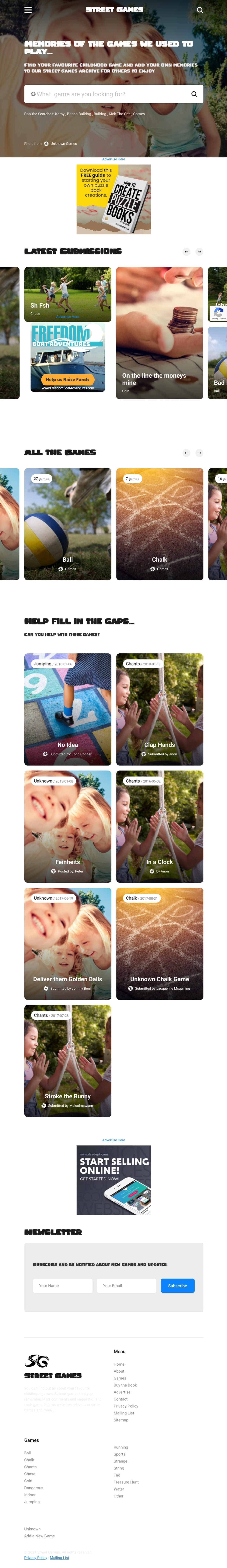 Outdoor Games Directory Website Design