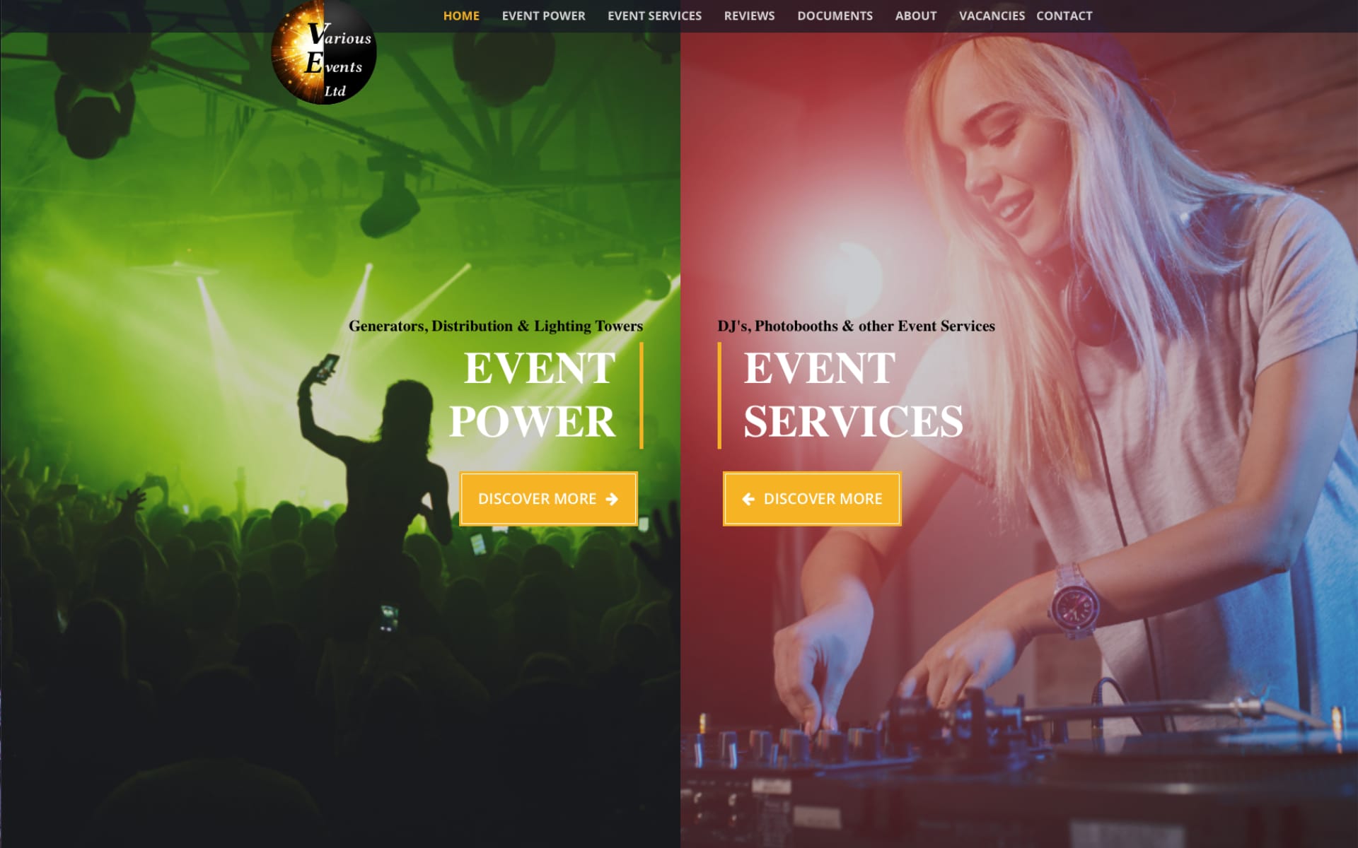 Power Events Supplier Website